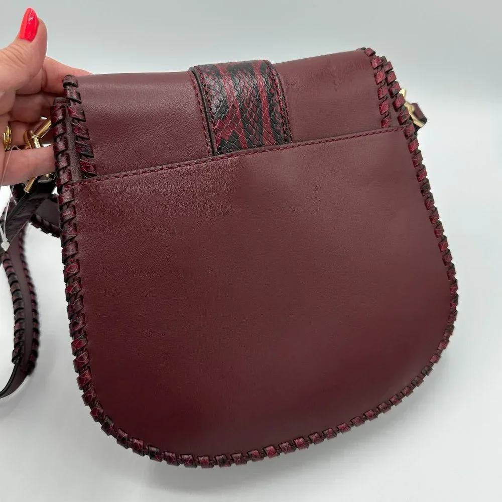 NWOT Michael Kors LILLIE Whip Stitched Leather Bag/Crossbody OXBLOOD RED PYTHON - Picture 2 of 16